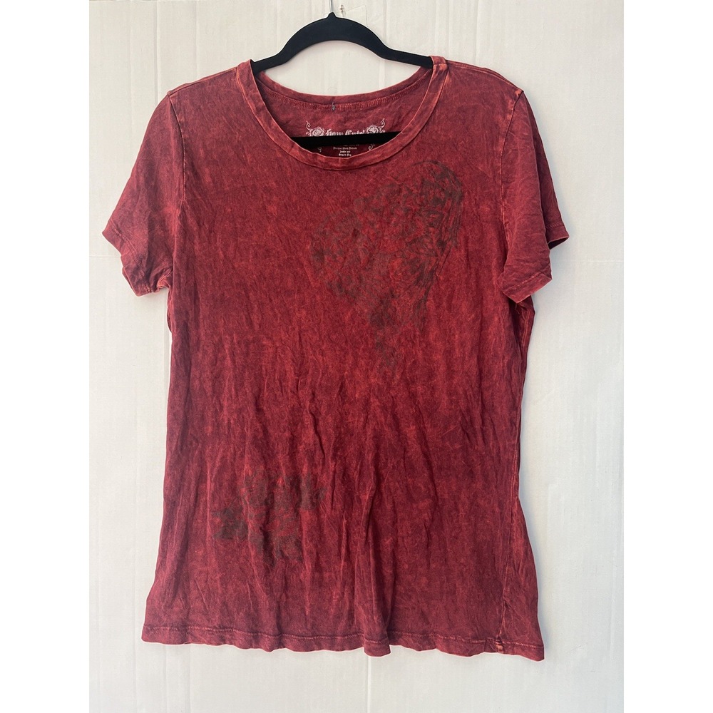 Y2K How Cute Graphic T-shirt - Red Distressed Fallen Wings 2XL